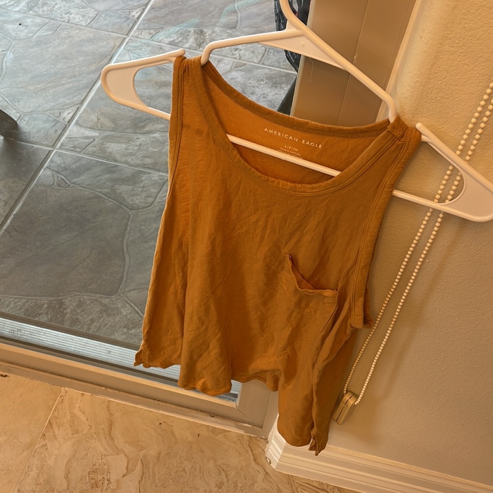 Mustard color pocket tank top AE